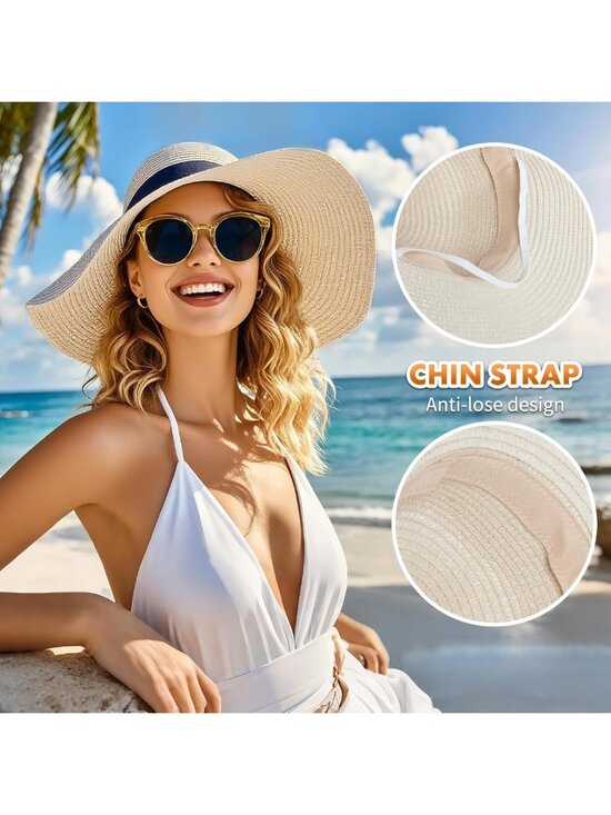 Packable Wide Brim Sun Hat with UPF 80+, Floppy Summer Beach Hat for All main image 6